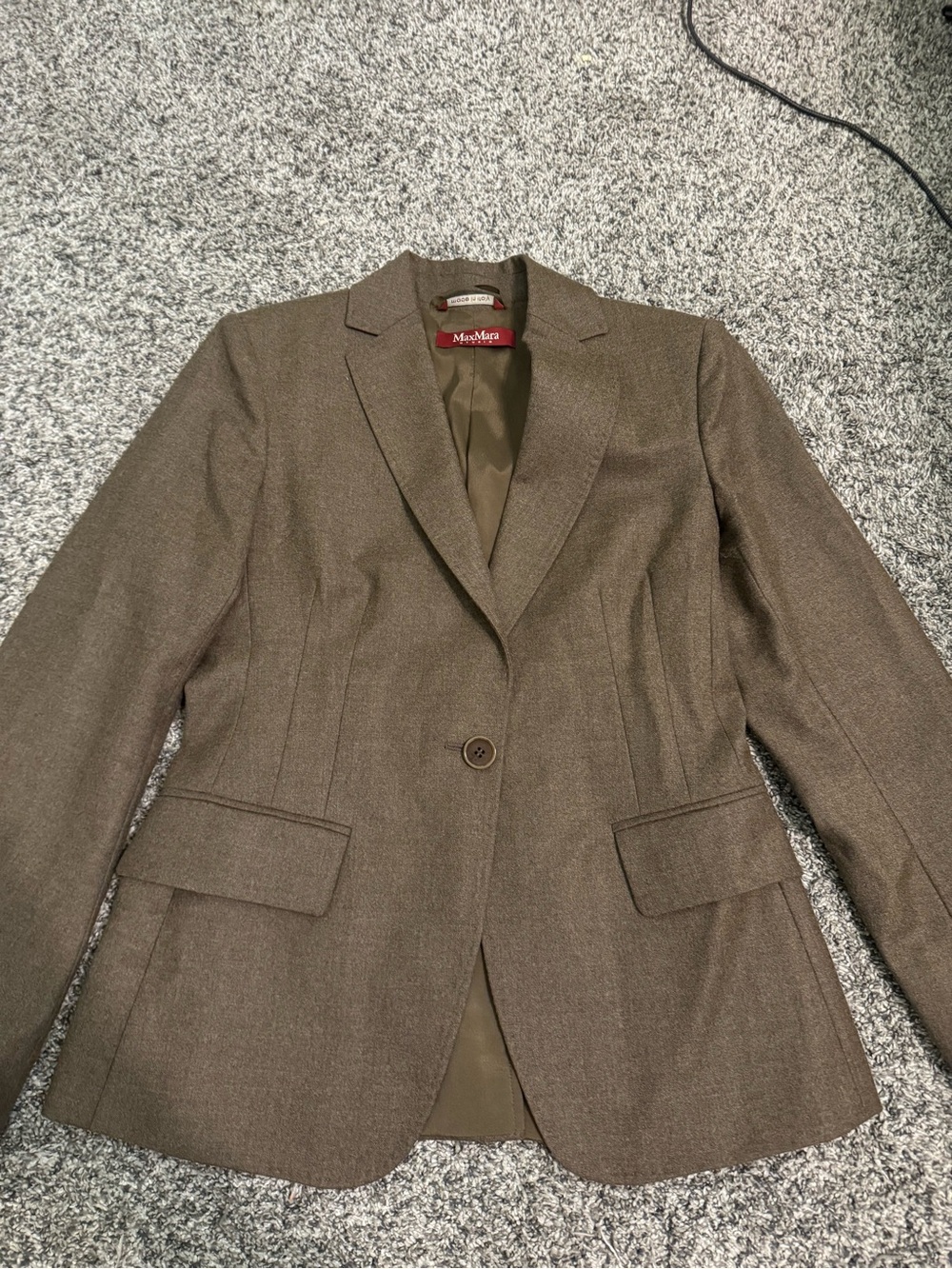 Women’s MaxMara Studio Brown Single-Breasted Wool Blazer Size 2